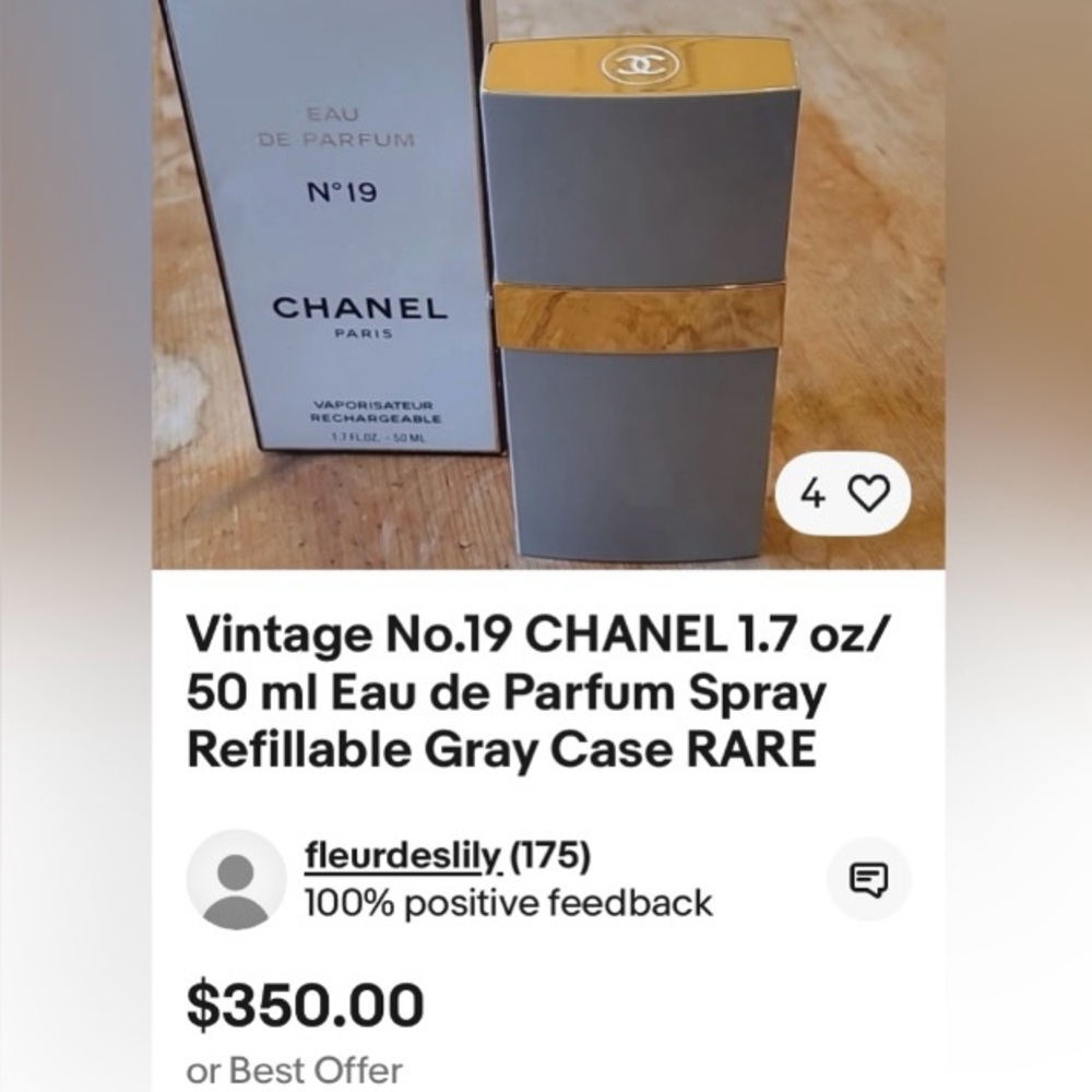 VTG No.19 CHANEL Eau de Parfum Spray Refillable Gray Case RARE 1.7oz 70% Full - Picture 2 of 13